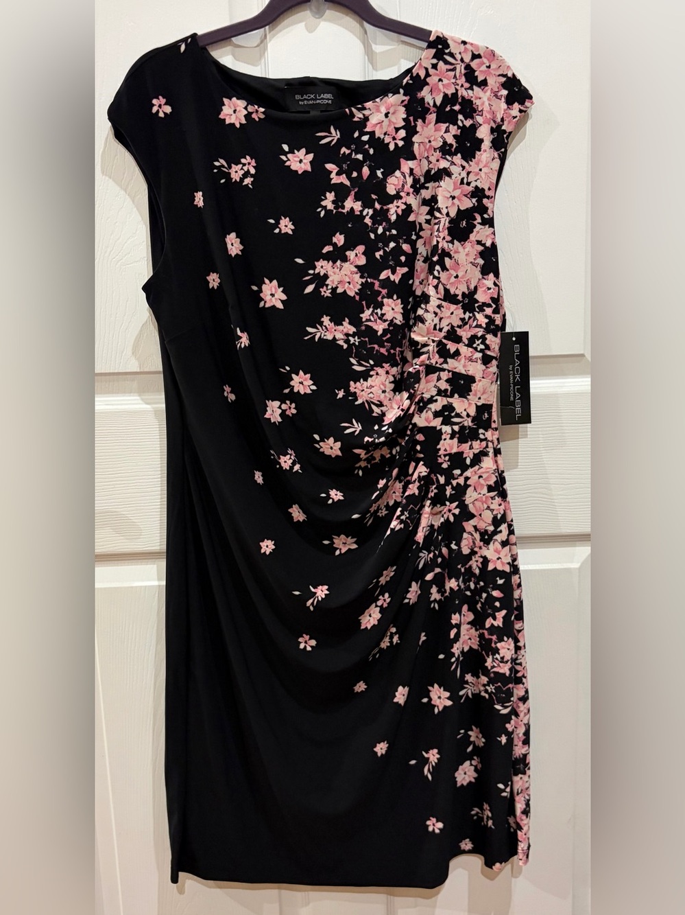 NEW NWT Evan Picone Dress with Pink Black Floral Print size 16
